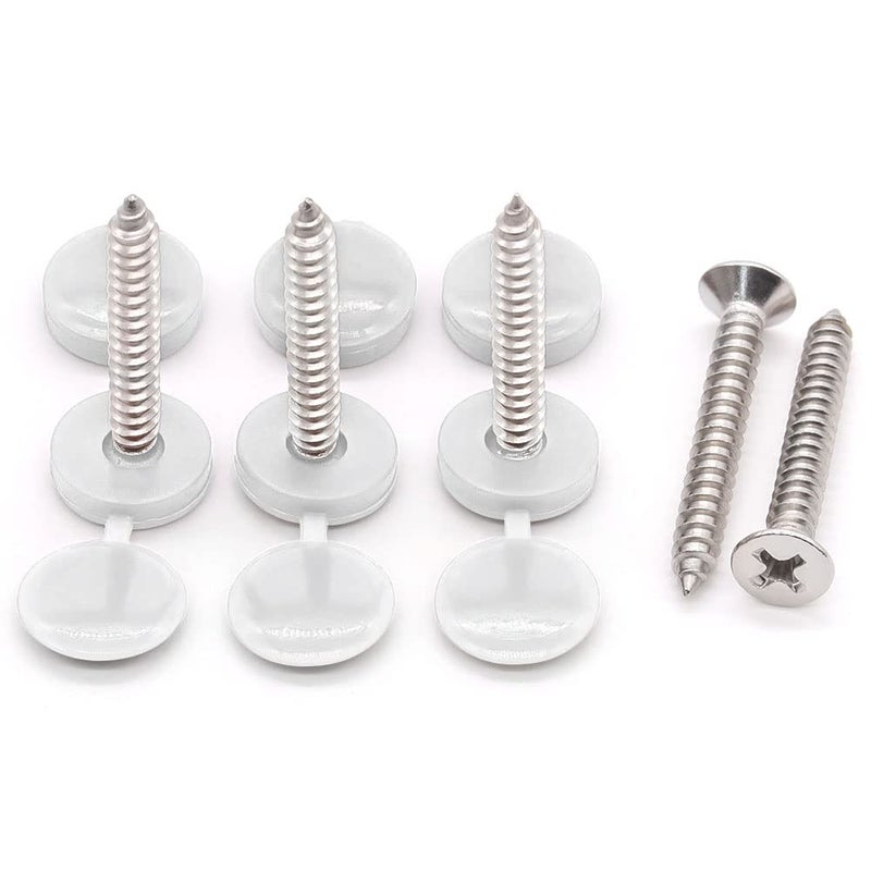 Glvaner M4 (80 pcs) White Color Collated Screws Caps Hinged Screw Cover Caps with 20 PCs #8 x 1-1/4" (4.2 x 32mm) Flat Head Wood Screws Stainless Steel 304 (18-8) for TV or Furnitures - Image 4